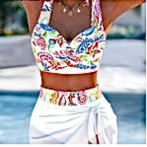 🆕July Jungle Printed Paisley V-neck Bikini Set. Size L. NWT.